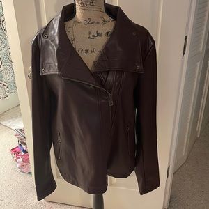 Evy’s Tree, brown Cheyenne, faux leather jacket, 1X